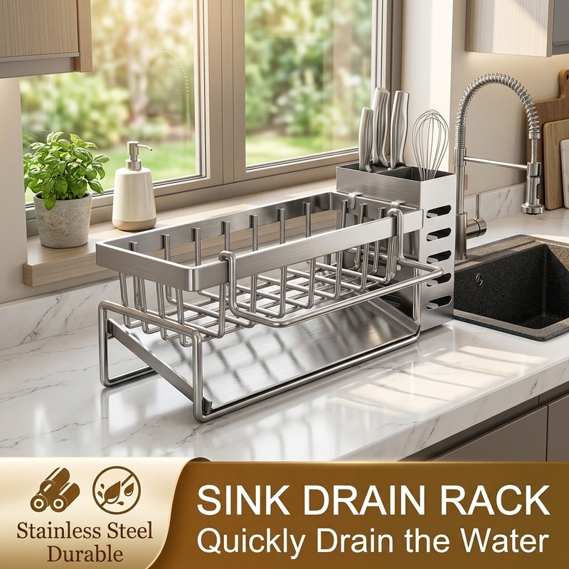 Oxide Pigment Soap - Multifunctional Stainless Steel Sink Organizer Rack